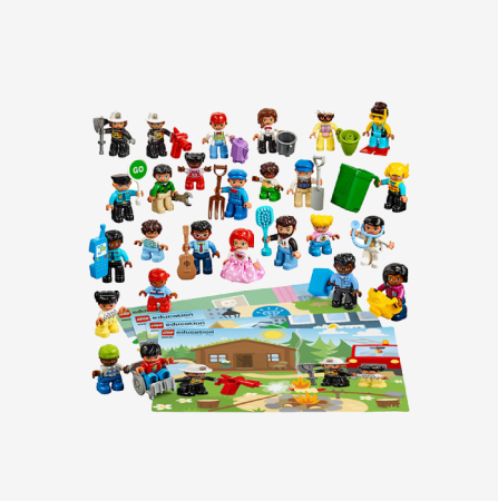 LEGO® Education People Community Set 45030 with 44 pieces representing various community figures including doctors, police officers, and workers