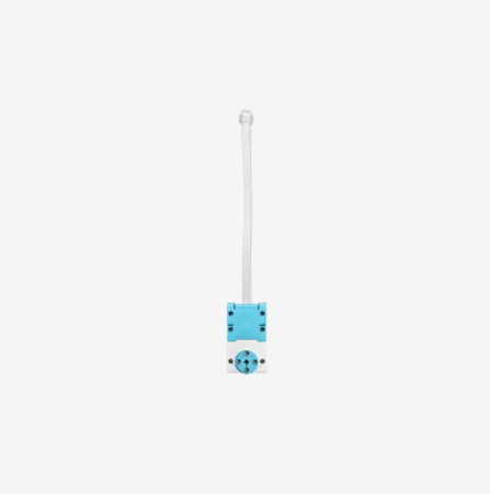 LEGO Education Technic Servo Motor (45602) featuring a blue and white design, used for precise motorized movements in robotics and interactive learning.

