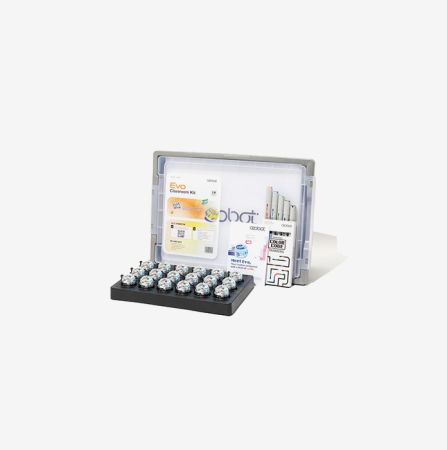 Ozobot Evo Classroom Kit with 18 coding robots, markers, and storage case for collaborative STEM coding education in classrooms and schools.