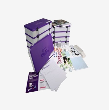 LittleBits STEAM+ Class Pack with 10 sets, including educational materials and storage cases.