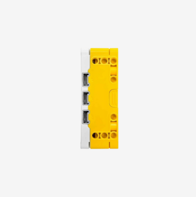 LEGO® Technic™ Large Hub (45601) with lights and control interface, part of robotics and STEM learning kit, featuring buttons for programming and sensor integration.

