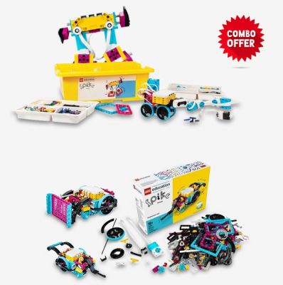 LEGO SPIKE Prime and Expansion Kit Combo – robotics set with building parts, motors, sensors and classroom trays