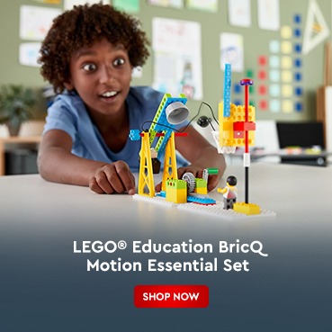 Child building with LEGO Education BricQ Motion Essential Set for hands-on STEM learning. Shop at AtlabShopOnline